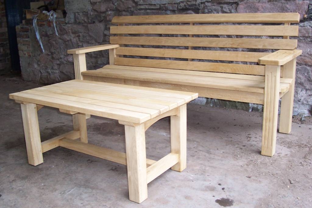 Photograph of garden bench and table